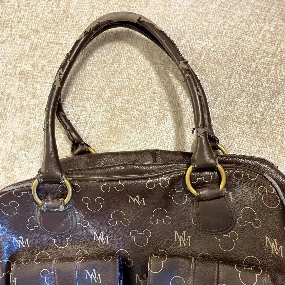 Disney Mickey Mouse Monogram Brown Satchel Handbag‎ Purse - Picture 6 of 6